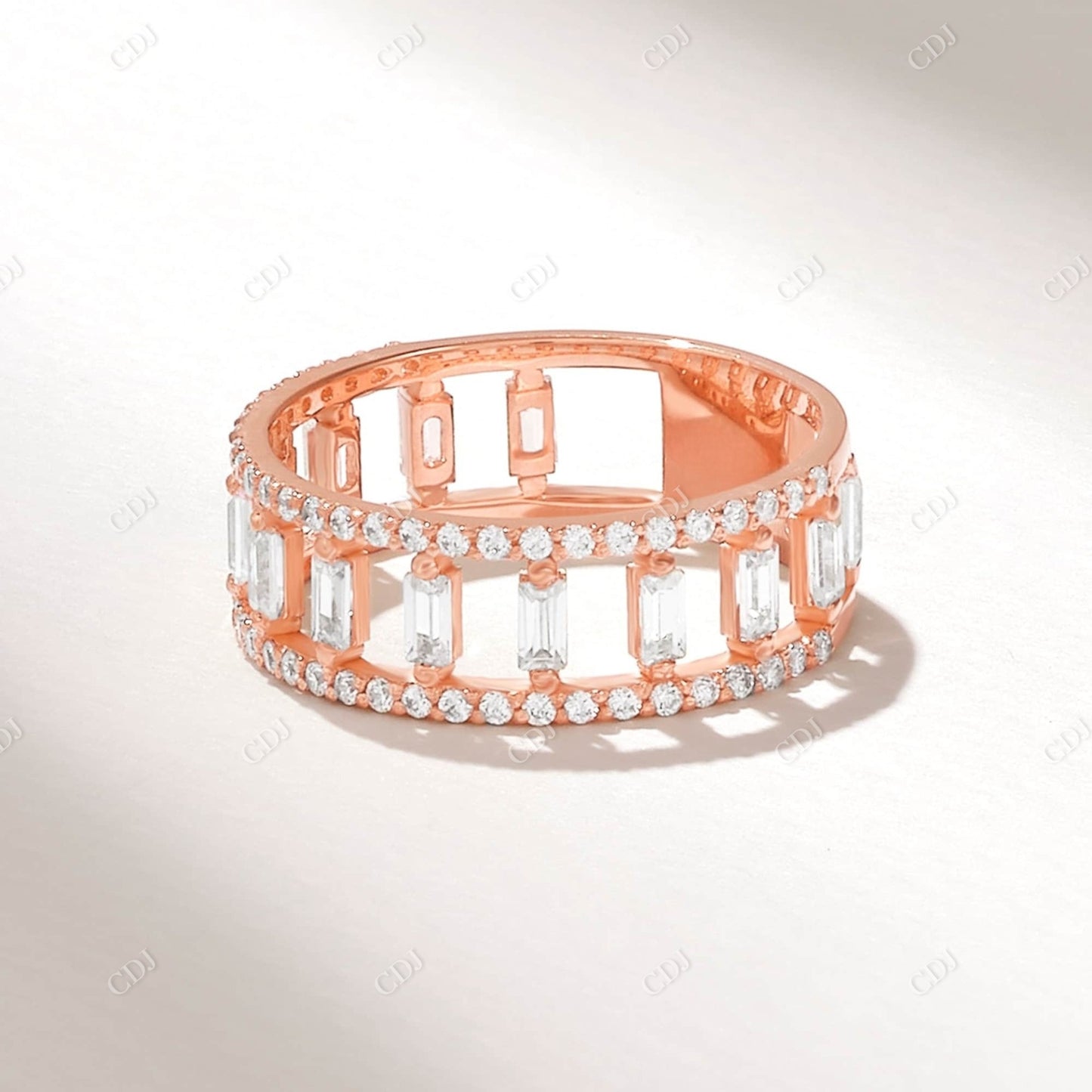 0.87CTW Baguette Earth Mine Diamond Bold Eternity Ring customdiamjewel 10KT Rose Gold VVS-EF