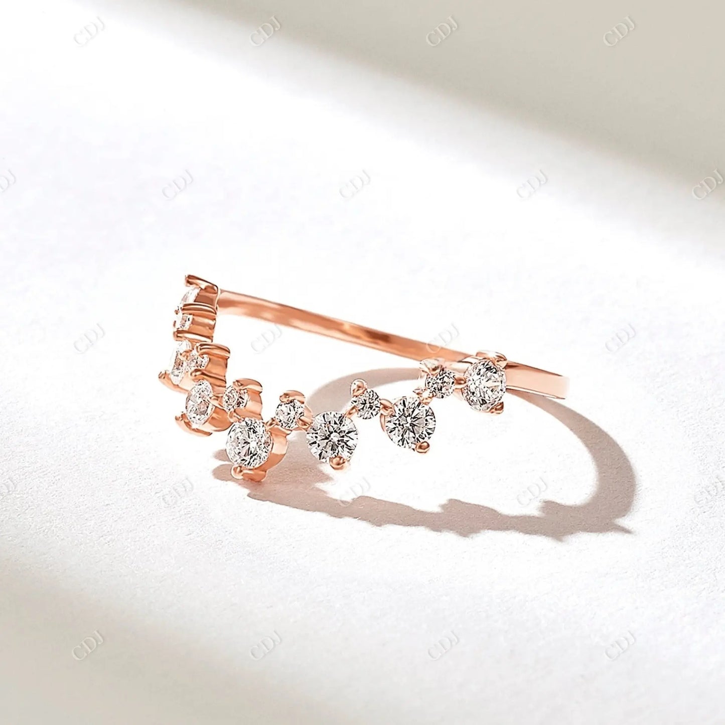 0.41CTW Cluster Round Lab Grown Diamond Curve Band customdiamjewel 10KT Rose Gold VVS-EF