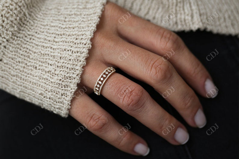 0.50CTW Lab Grown Baguette & Round Diamond Fancy Wedding Band customdiamjewel