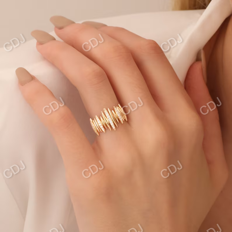 14k Gold Unique Statement Diamond Wedding Ring customdiamjewel