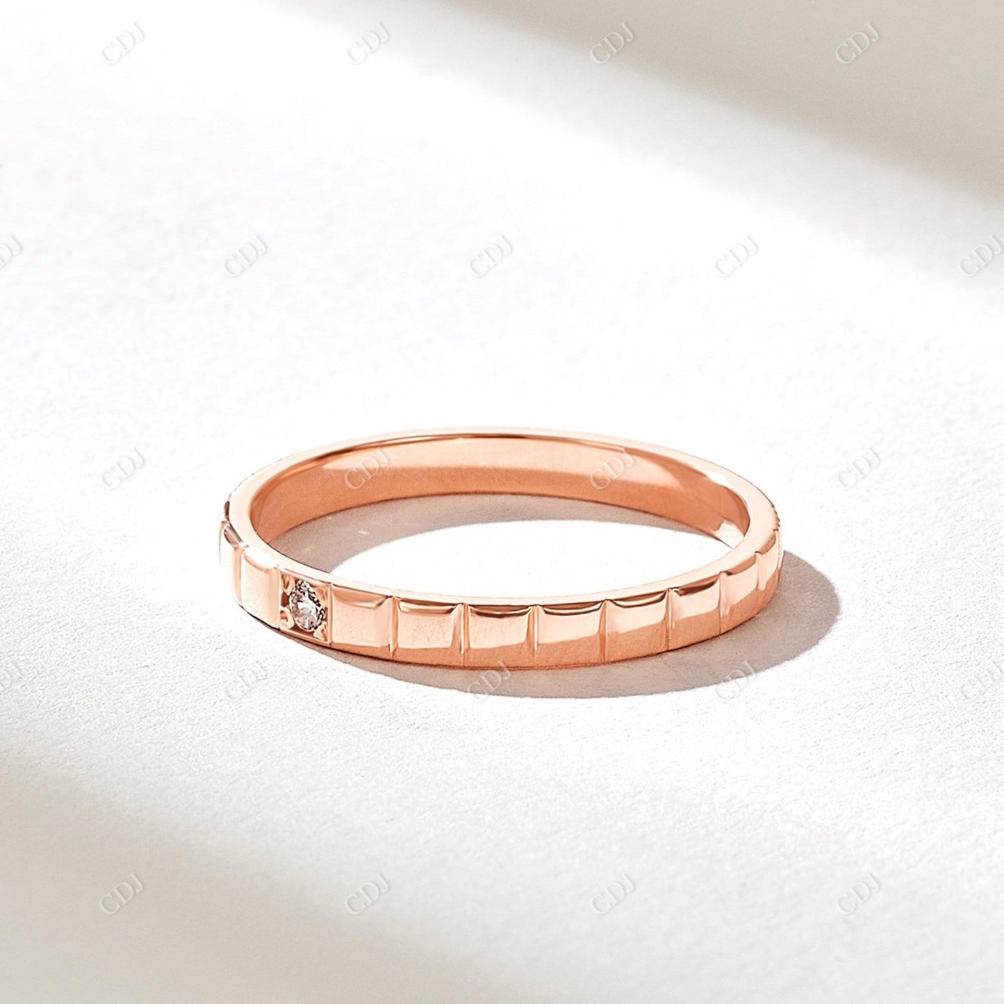 Minimalist 0.02CT Real Diamond Solitaire Wedding Band customdiamjewel 10KT Rose Gold VVS-EF