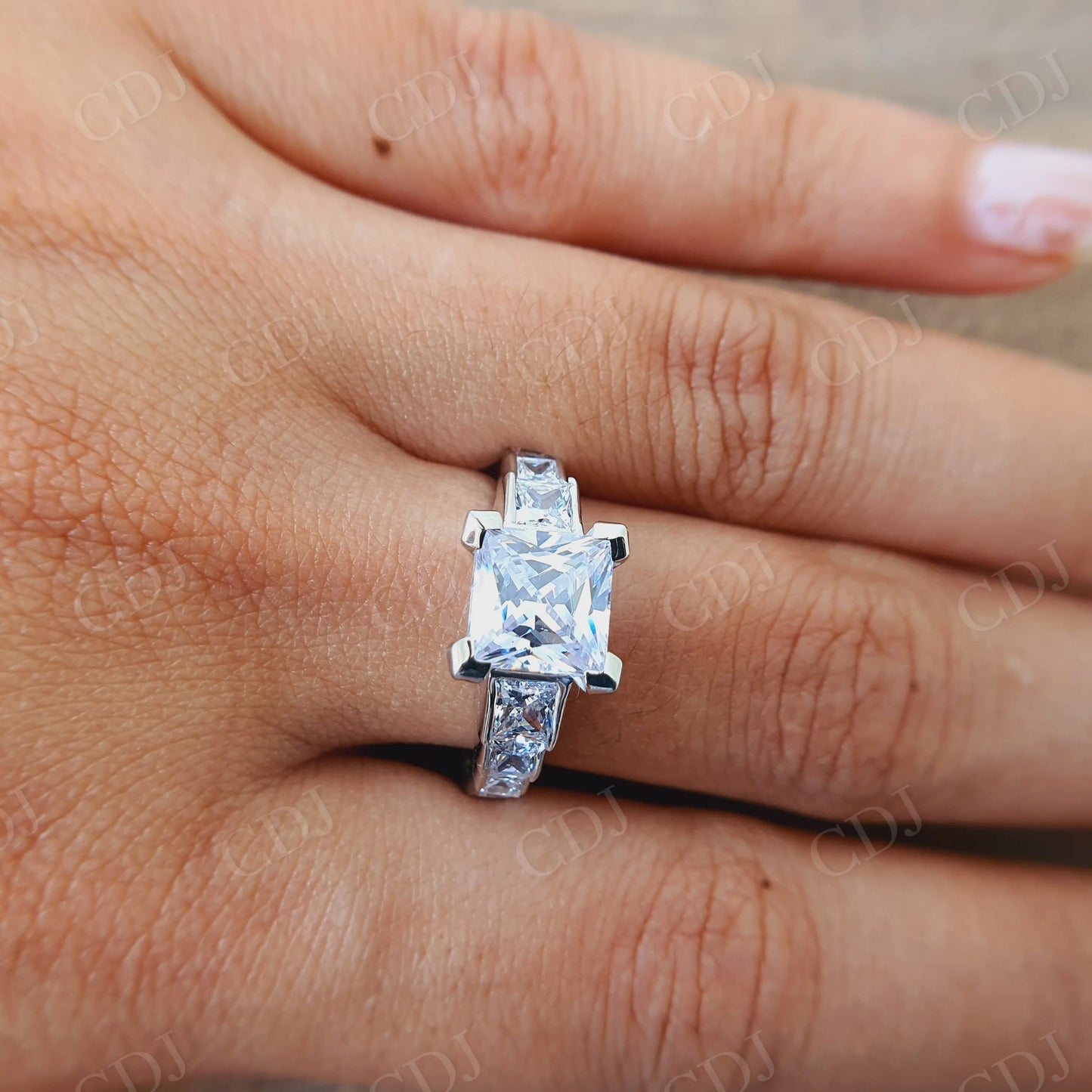 2.50CT Princess Cut Moissanite Engagement Ring customdiamjewel