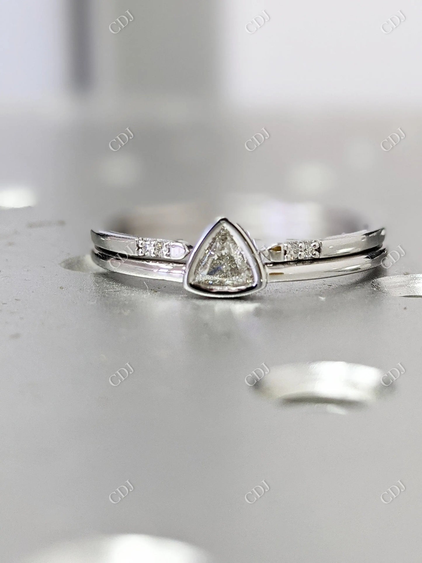 Trillion Diamond Minimalist Ring Set customdiamjewel