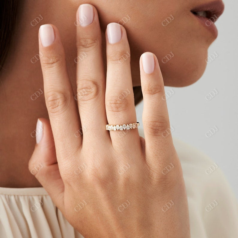 0.67CTW Pear Shape Half Eternity Lab Grown Diamond Wedding Band customdiamjewel
