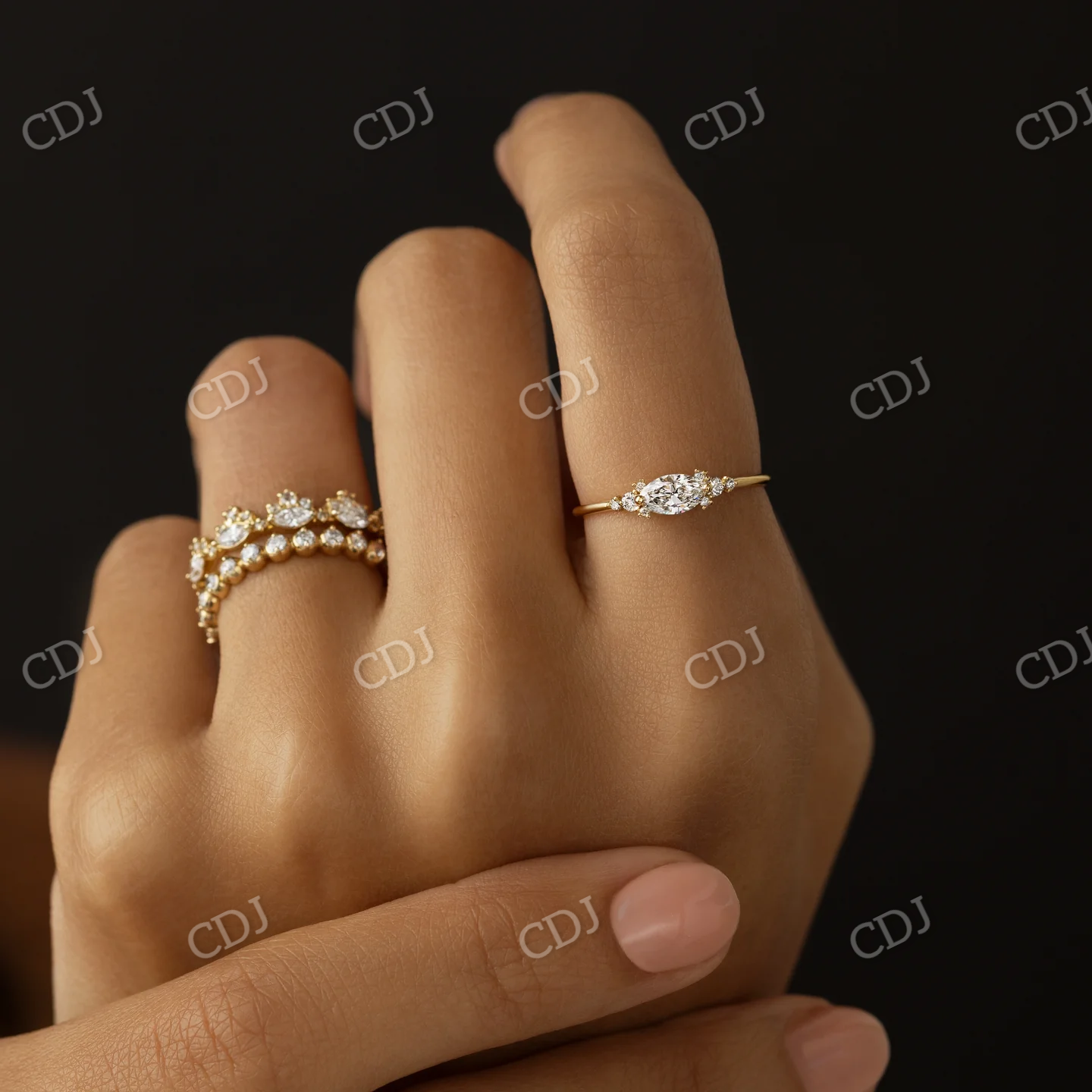 0.3CTW Marquise cut Moissanite Engagement Ring customdiamjewel