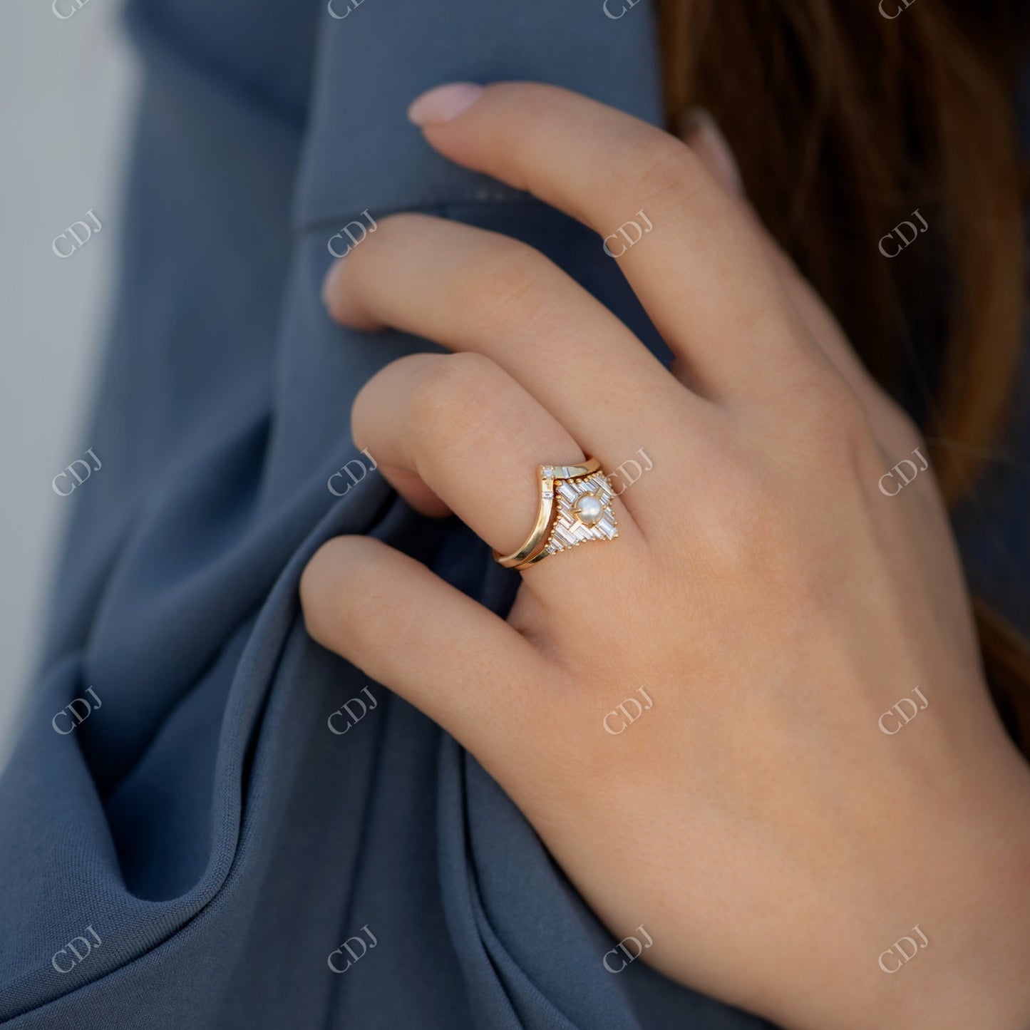 Chevron Baguette Princess Diamond Wedding Band customdiamjewel