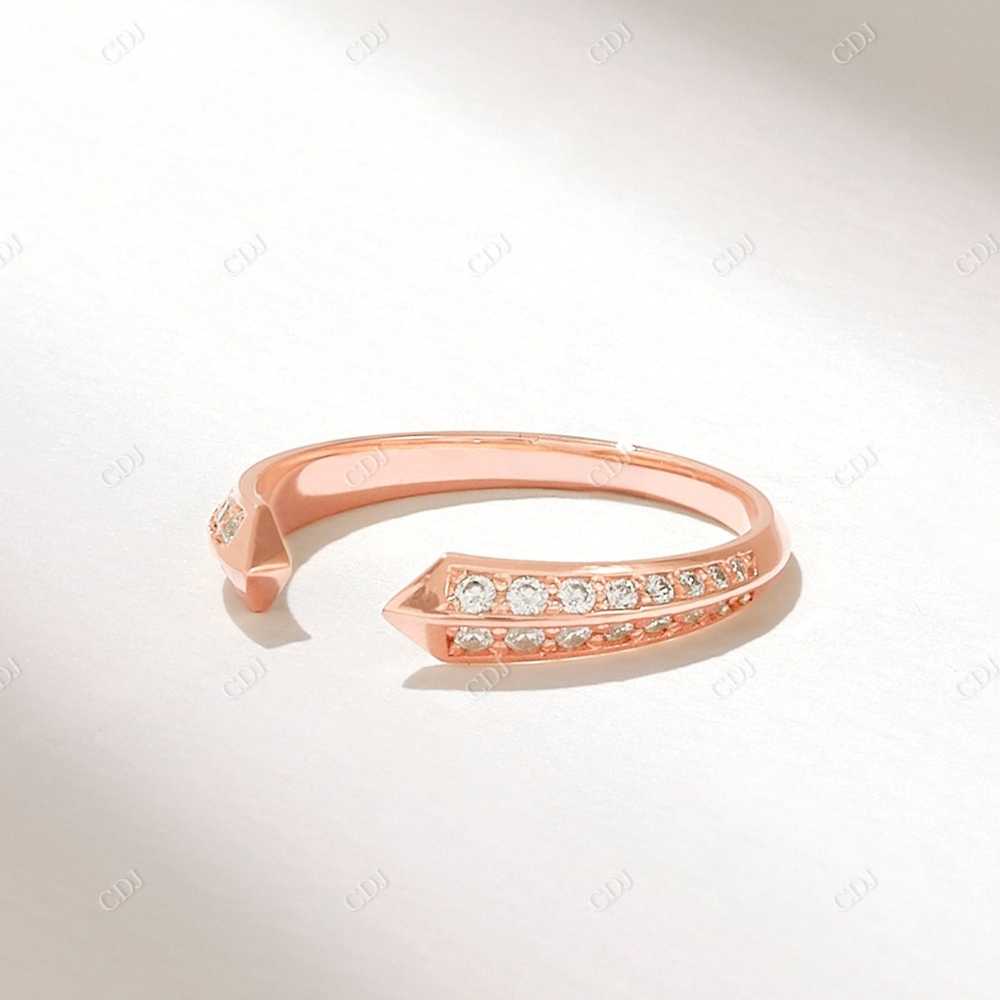 0.28CTW Natural Diamond Open Shank Ring customdiamjewel 10KT Rose Gold VVS-EF