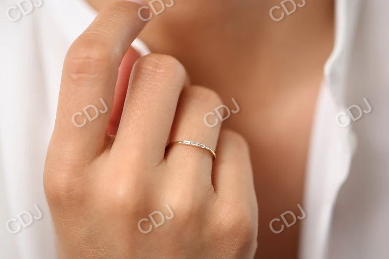 0.12CTW Minimalist Trio Baguette Diamond Wedding Ring customdiamjewel
