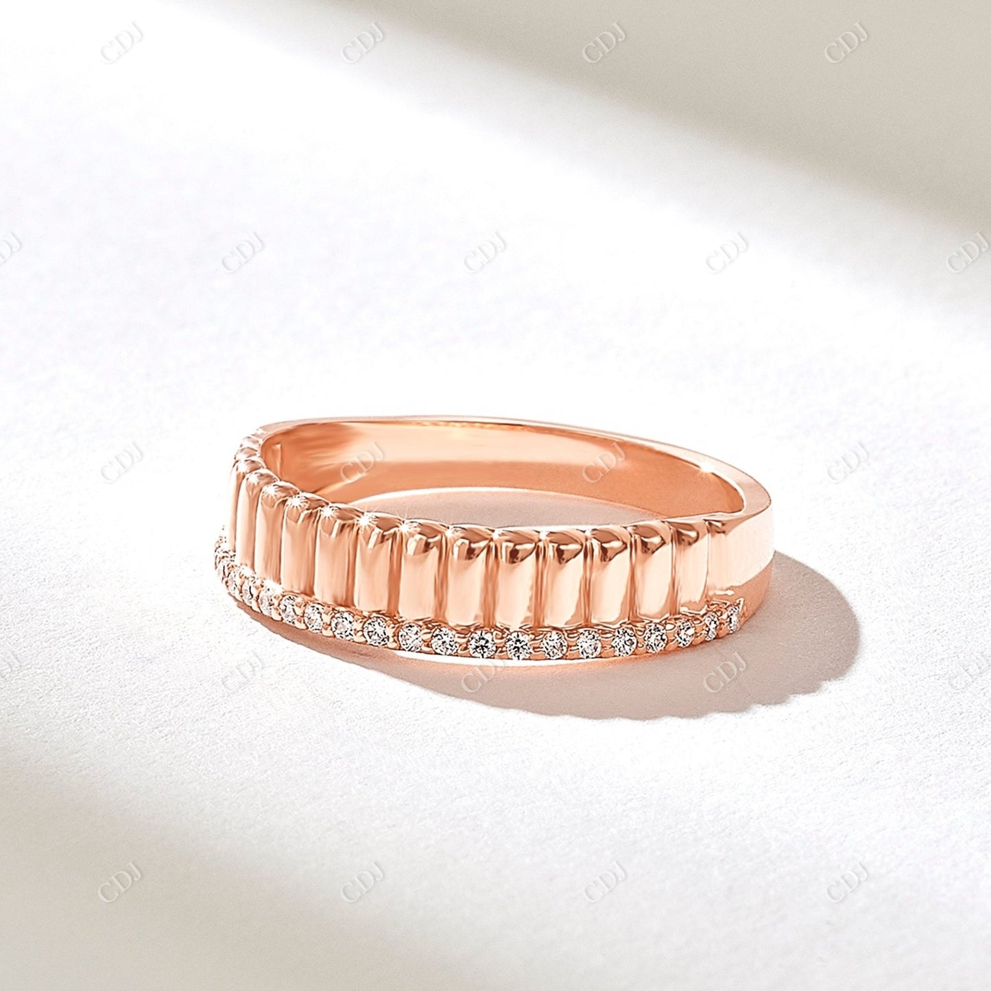 0.24CTW Pave Earth Mine Diamond Line Wedding Band customdiamjewel 10KT Rose Gold VVS-EF