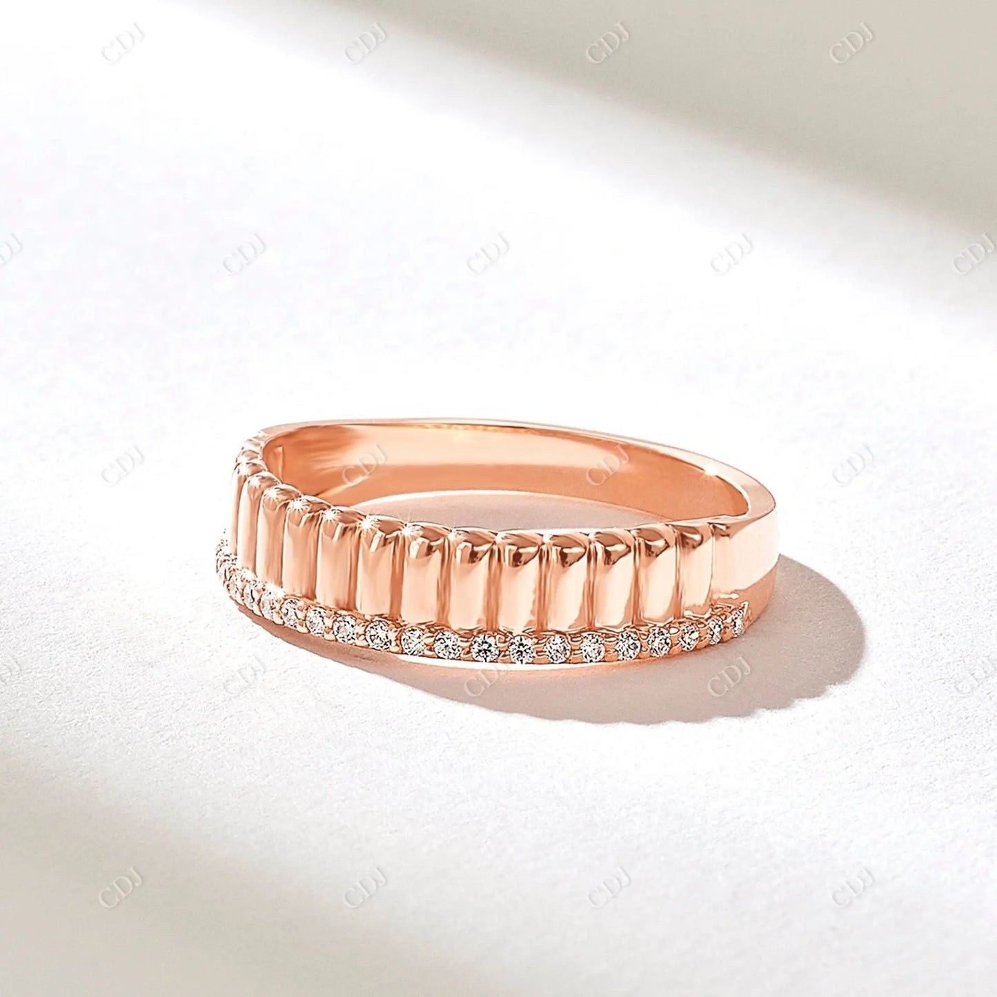 0.24CTW Pave Lab Grown Diamond Line Wedding Band customdiamjewel 10KT Rose Gold VVS-EF