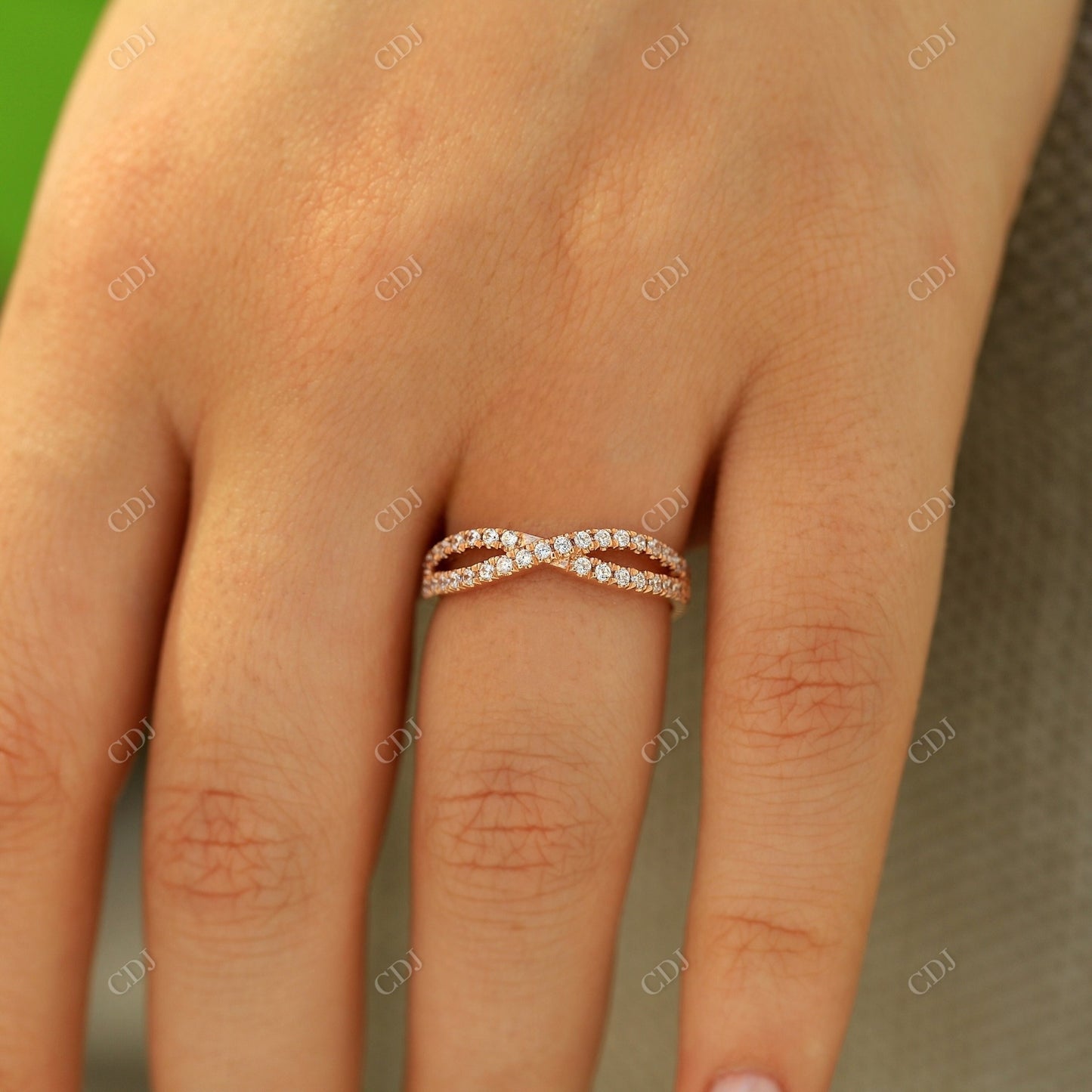 0.45CTW Infinity Crisscross Lab Grow Diamond Wedding Band customdiamjewel