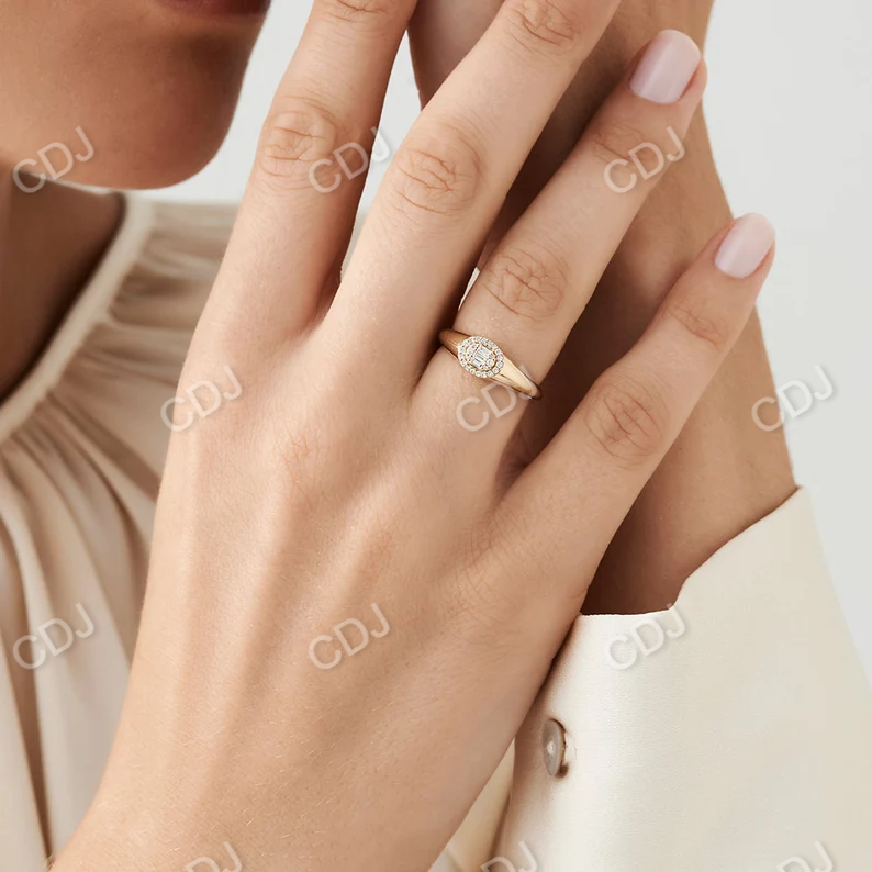 0.20CTW Oval Shape Baguette and Round Lab Grown Diamond Ring customdiamjewel