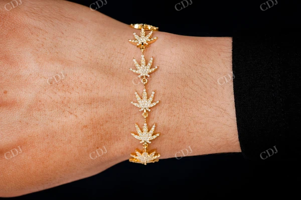 1.75CTW Diamond Cannabis Leaf Bracelet customdiamjewel