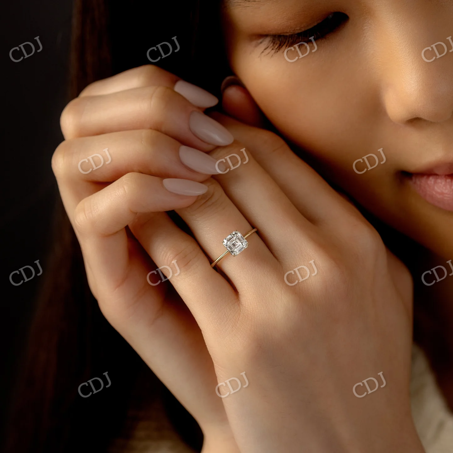 1.5CTW Asscher Cut Moissanite Wedding Ring customdiamjewel