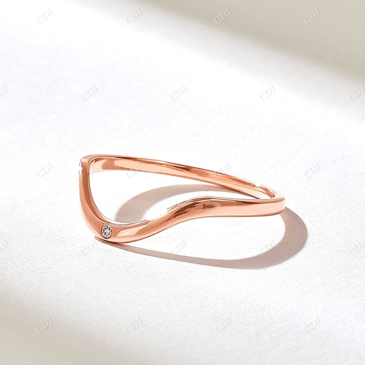 0.02CT Curved Real Diamond Solitaire Wedding Band customdiamjewel 10KT Rose Gold VVS-EF
