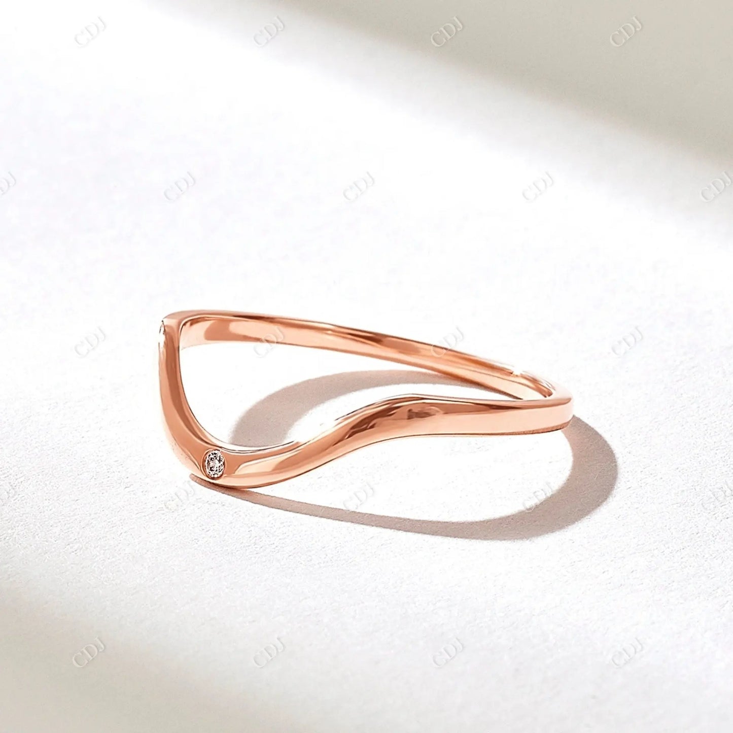 0.02CT Round Lab Grown Diamond Curved Wedding Band customdiamjewel 10KT Rose Gold VVS-EF