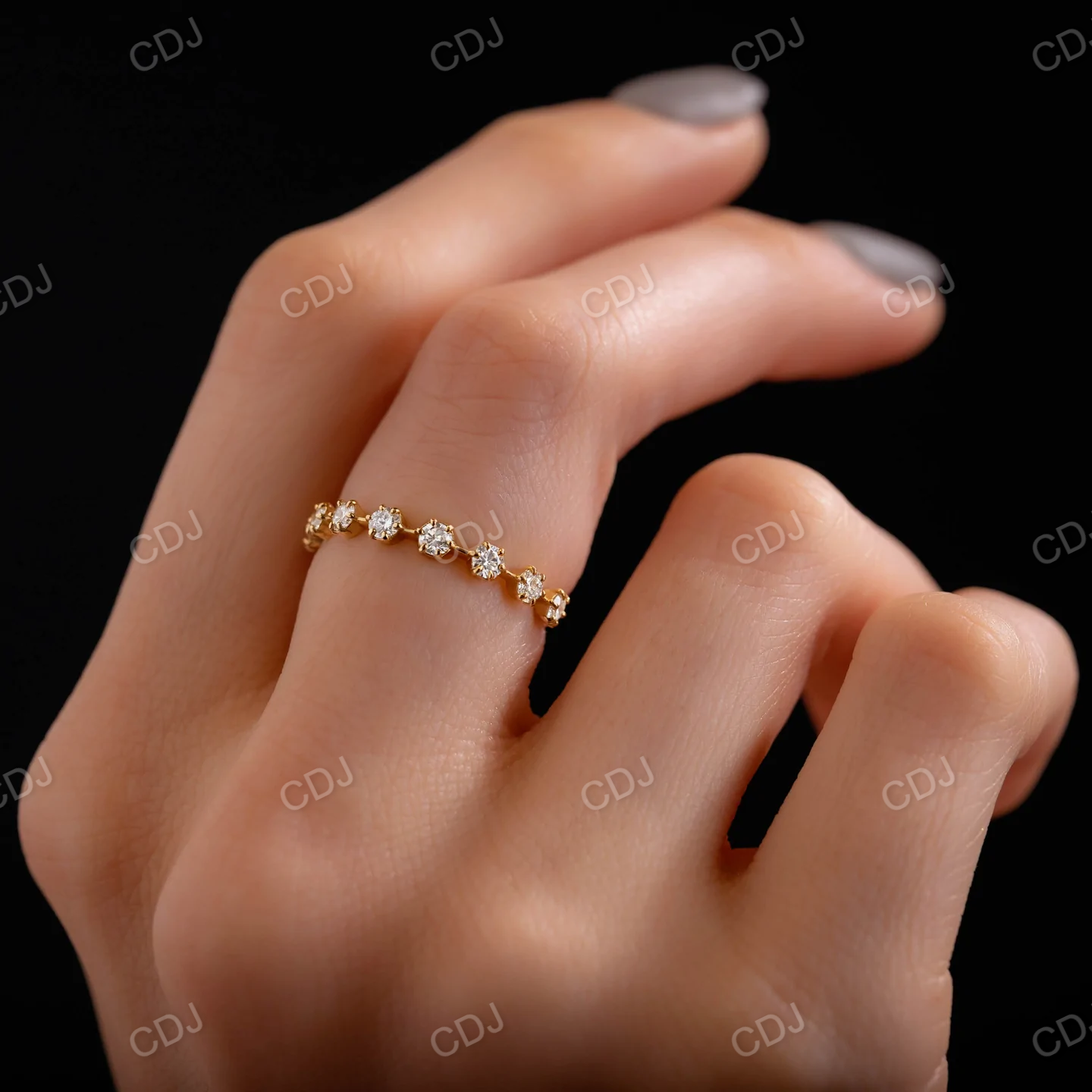 0.48CTW Round Bezel Set Tiny Wedding Band customdiamjewel