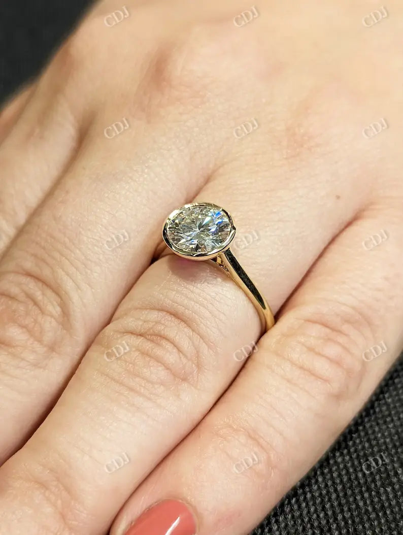 2CT Round Cut Moissanite Bezel Set Solitaire Ring customdiamjewel