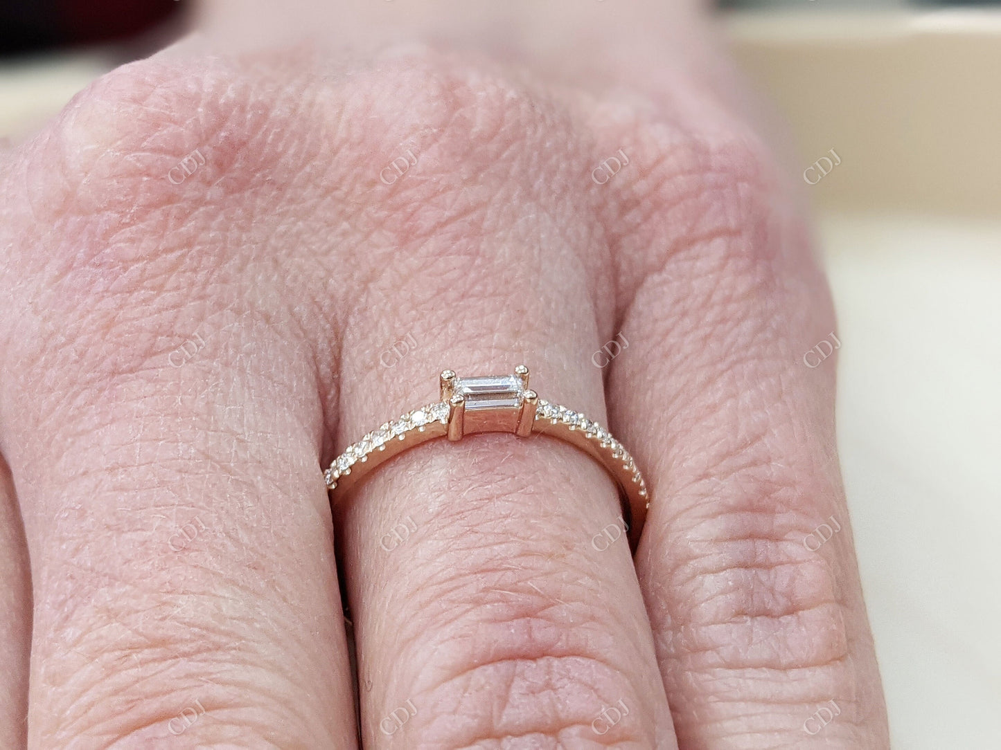 0.26CTW Baguette and Round Cut Diamond Engagement Ring customdiamjewel