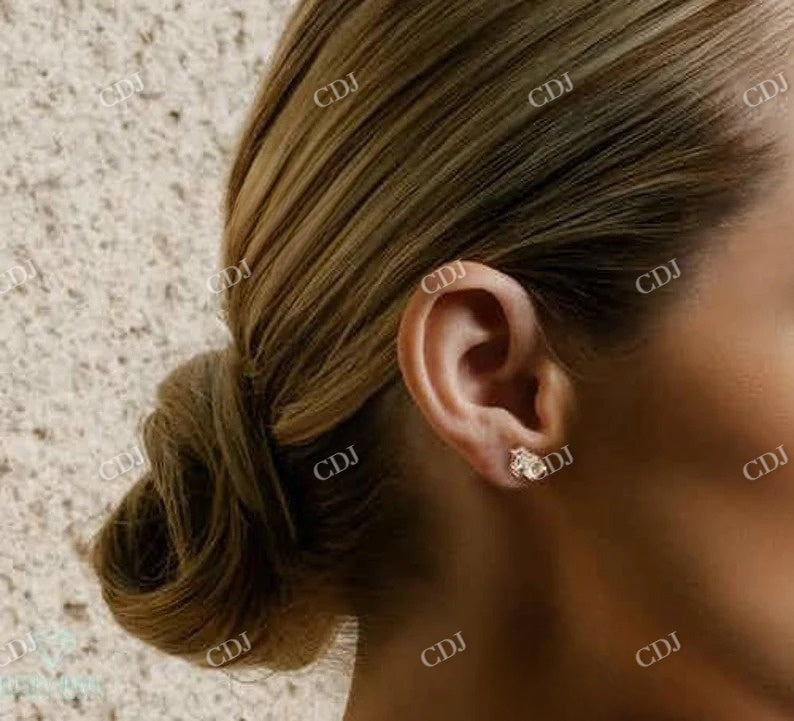 Pear, Emerald And Round Cut Cluster Moissanite Diamond Stud Earrings customdiamjewel