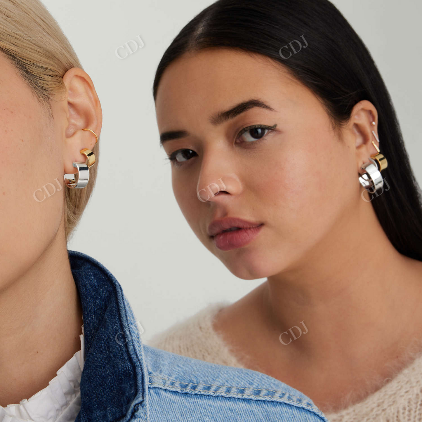 Medium Hammered Hoop Earrings customdiamjewel