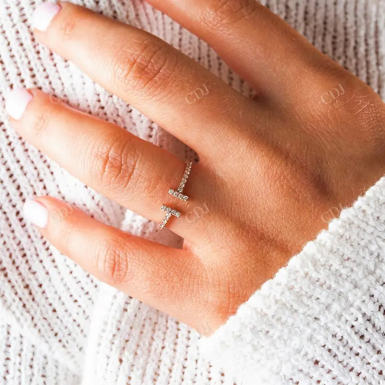 0.22CTW Open Bar Minimalist Round Natural Diamond Ring customdiamjewel