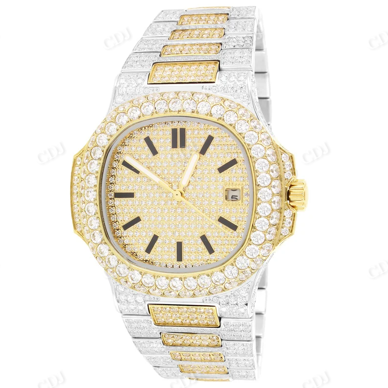 Two Tone Patek Philippe Moissanite Iced Out Custom Watch customdiamjewel
