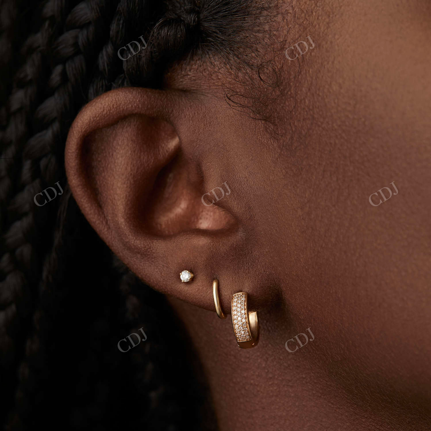 0.178CTW Lab Grown Pave Diamond Bold Hoops customdiamjewel