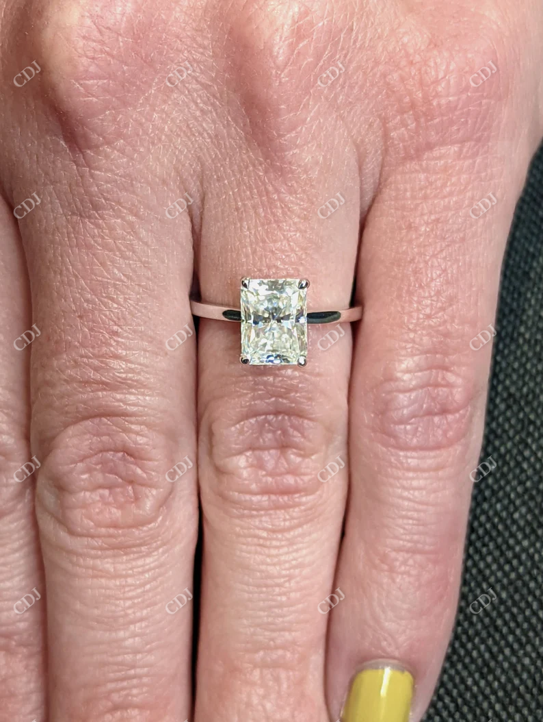 2.10CTW Radiant Cut Moissanite Solitaire Hidden Halo Set Ring customdiamjewel