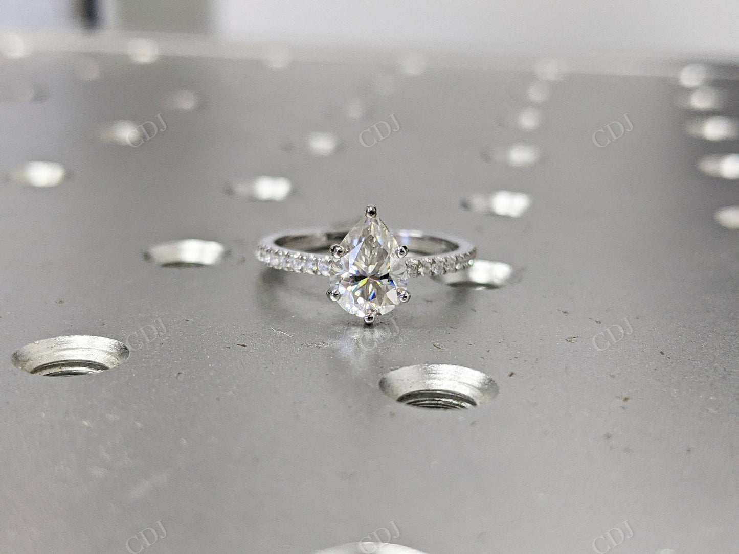 Pear Shaped Moissanite White Gold Eternity Engagement Ring customdiamjewel