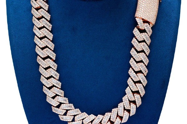 Baguette Diamonds Cuban Link Chain Necklace customdiamjewel