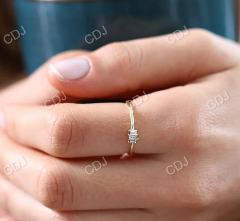 0.18CTW Bezel Set Baguette Lab Grown Diamond Wedding Ring customdiamjewel
