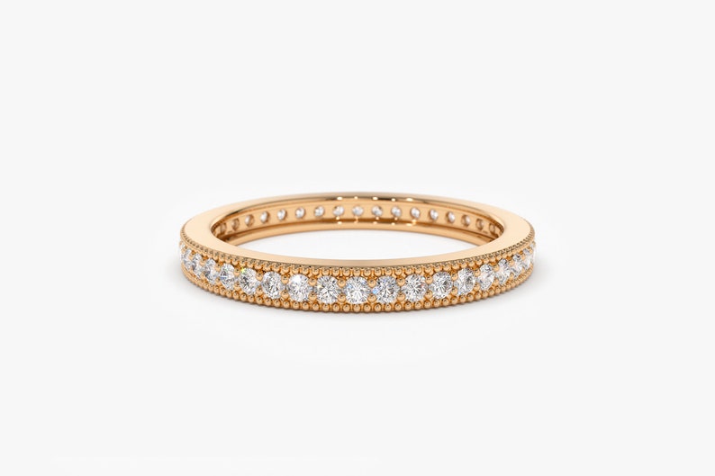 0.58CTW Round Cut Natural Diamond Micro Pave Full Eternity Band customdiamjewel 10 KT Solid Gold Rose Gold VVS-EF