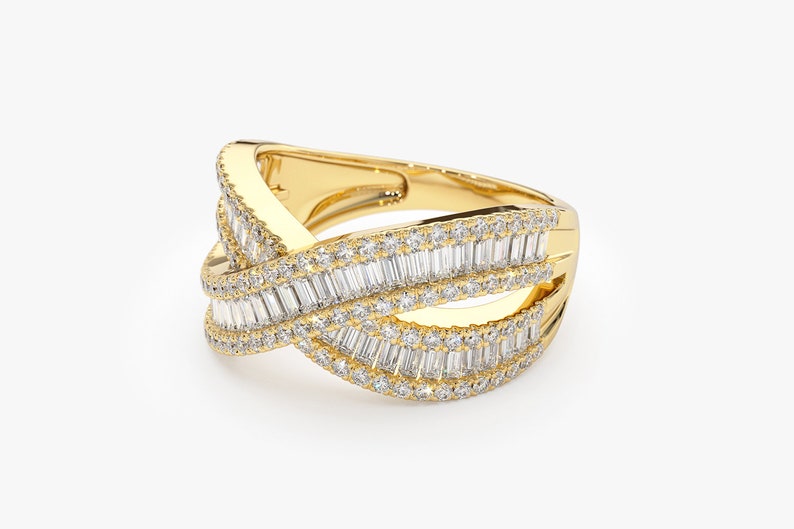 1.45CTW Baguette Cut Natural Diamond Antique Shape Thick Wedding Band customdiamjewel
