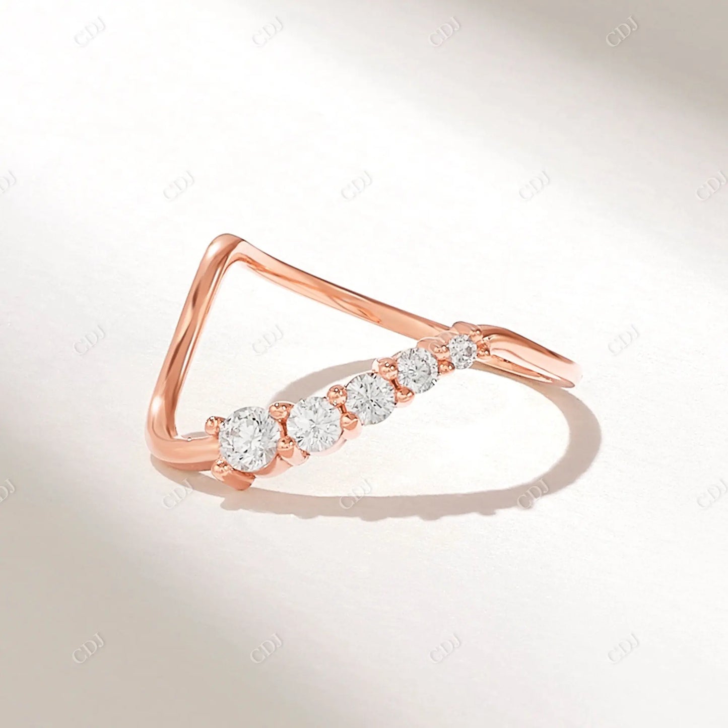 0.36CTW Round Lab Grown Diamond Wave Chevron Band customdiamjewel 10KT Rose Gold VVS-EF