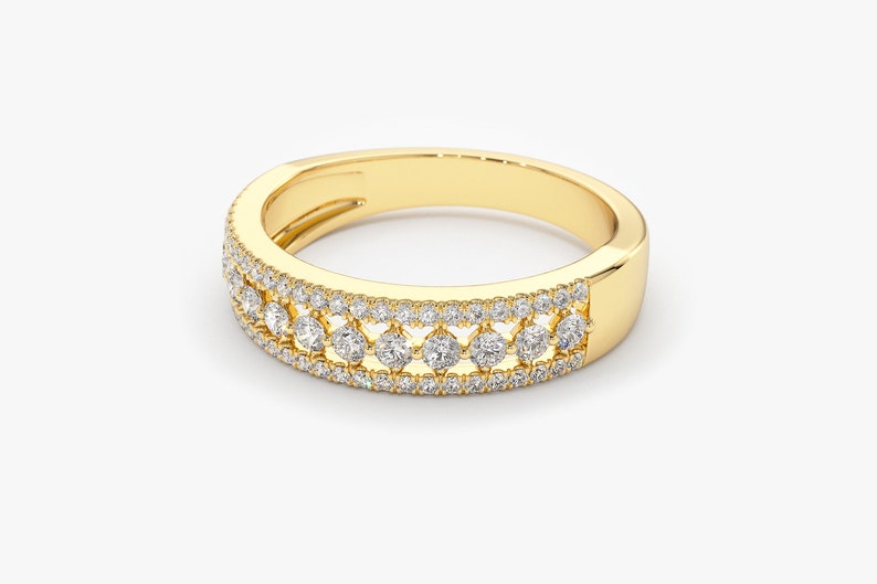0.64CTW Round Cut Natural Diamond Antique Eternity Wide Band customdiamjewel