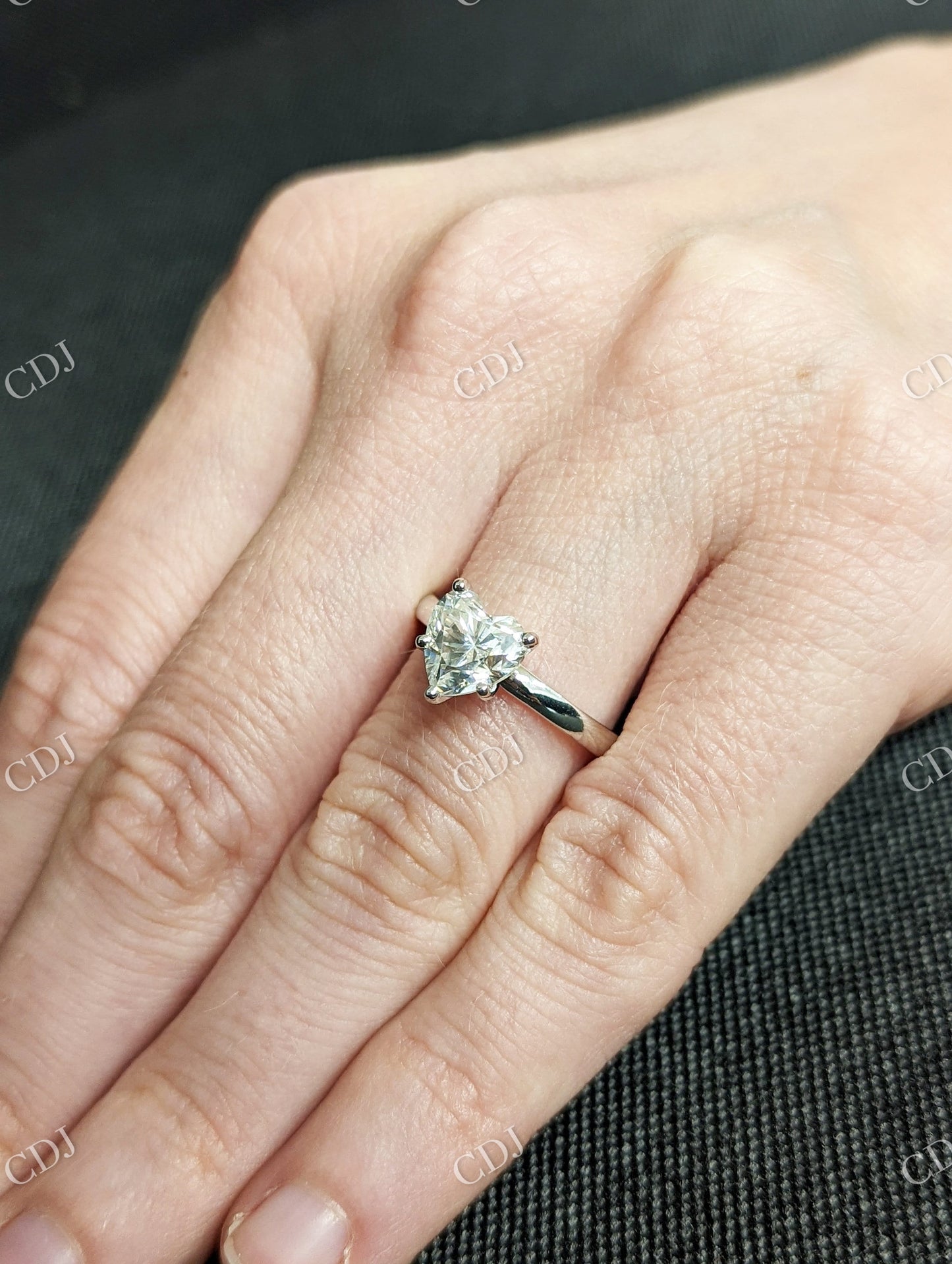Heart Cut Moissanite White Gold Solitaire Engagement Ring customdiamjewel
