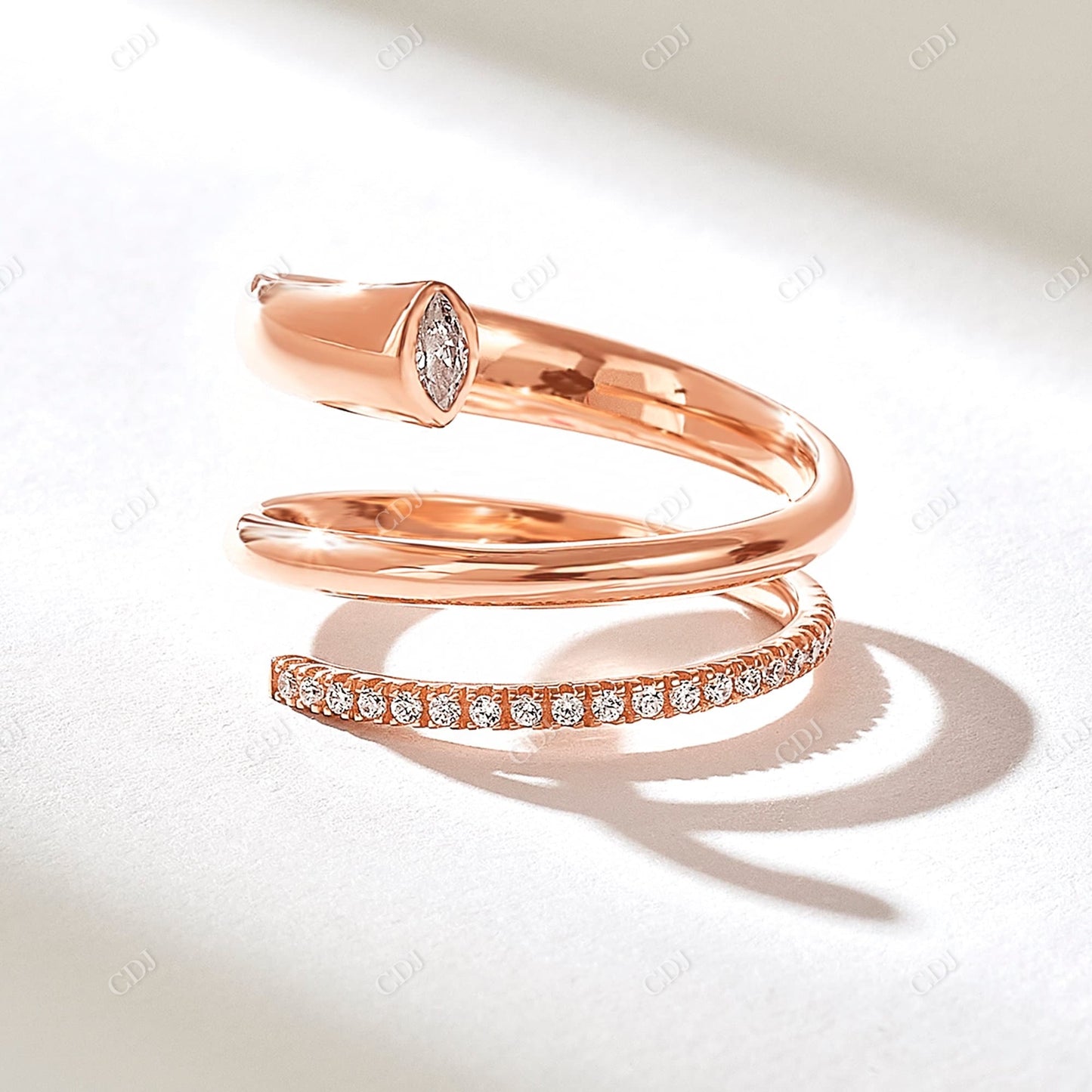 0.16CTW Pave Real Diamond Bold Spiral Ring customdiamjewel 10KT Rose Gold VVS-EF