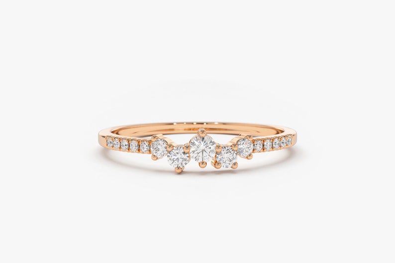 0.22CTW Antique Shape Natural Diamond Half Eternity Wedding Band customdiamjewel 10 KT Solid Gold Rose Gold VVS-EF