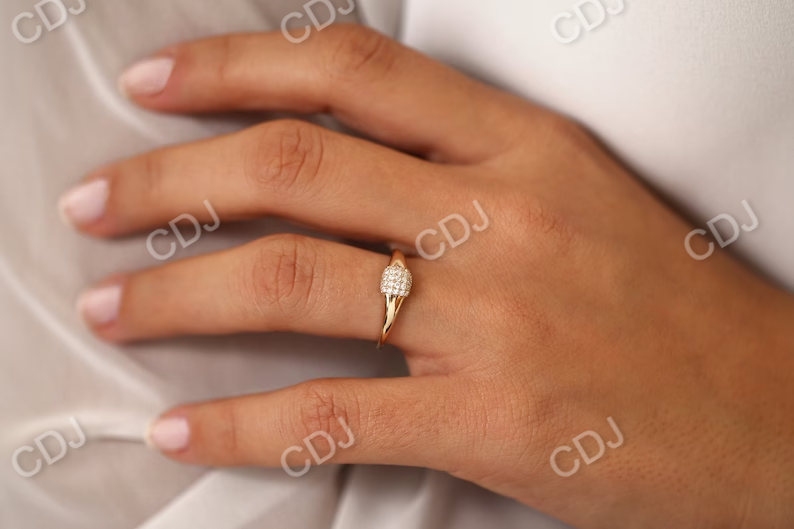 14k Solid Gold Pave Setting Diamond Pinky Ring customdiamjewel