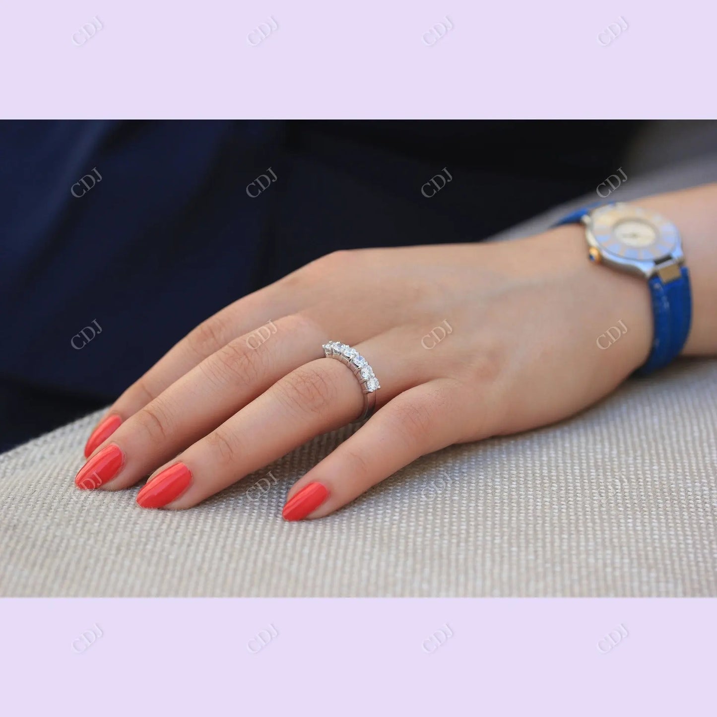 1.50CTW Round Moissanite White Gold Wedding Band customdiamjewel