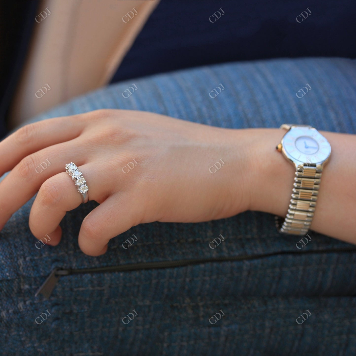 1.00CTW Five Stone Lab Grown Diamond Wedding Band customdiamjewel