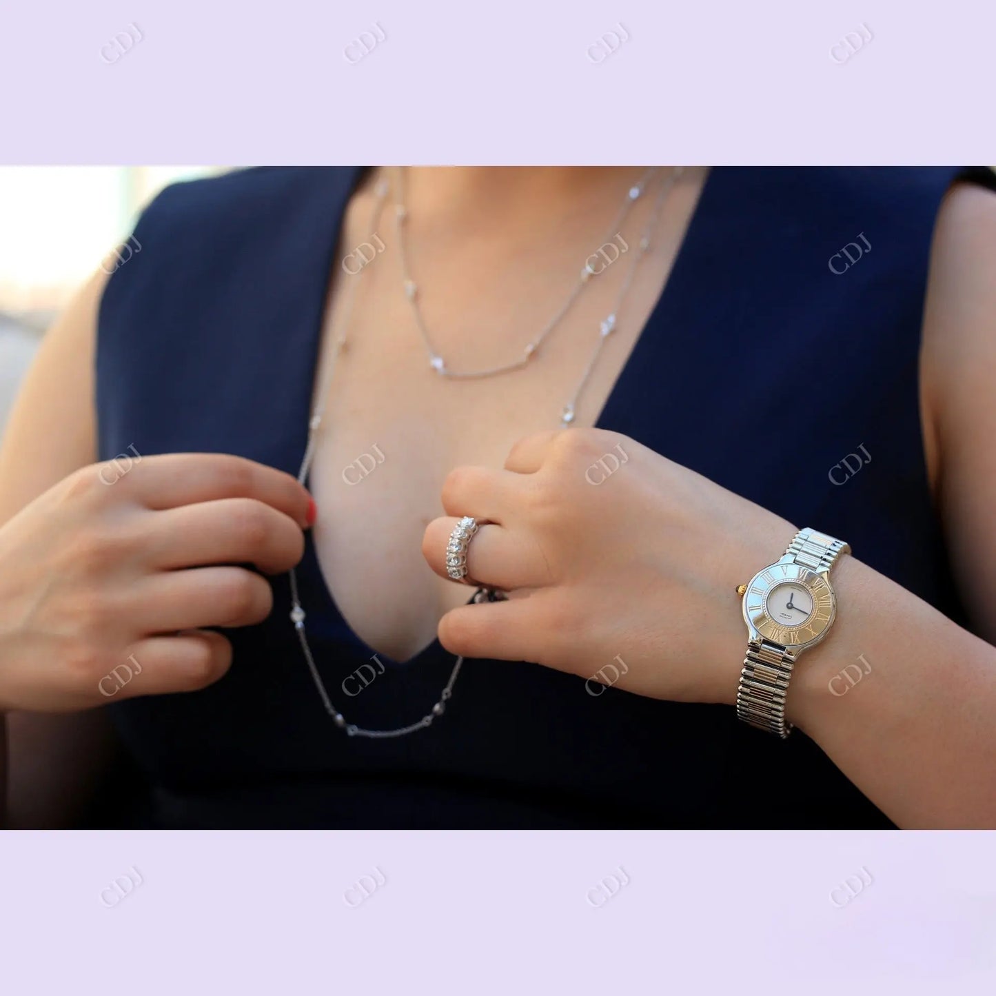 Round Cut White Gold Moissanite Wedding Band customdiamjewel