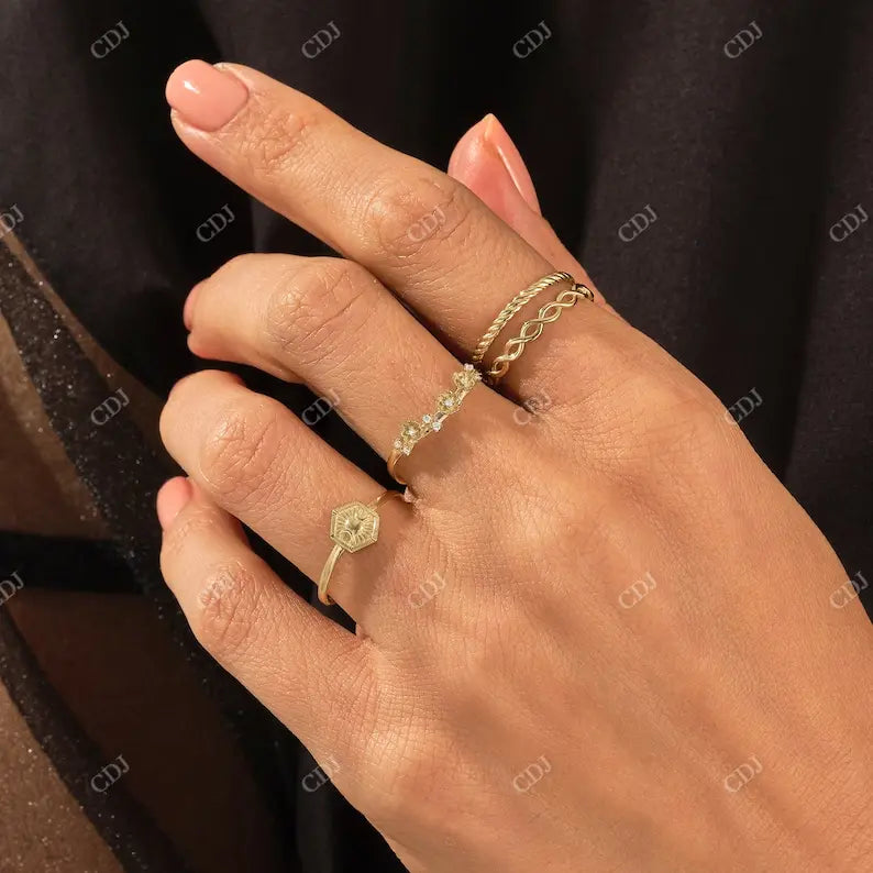 0.06CTW Round Cut Lab Grown Flower Curved Ring customdiamjewel