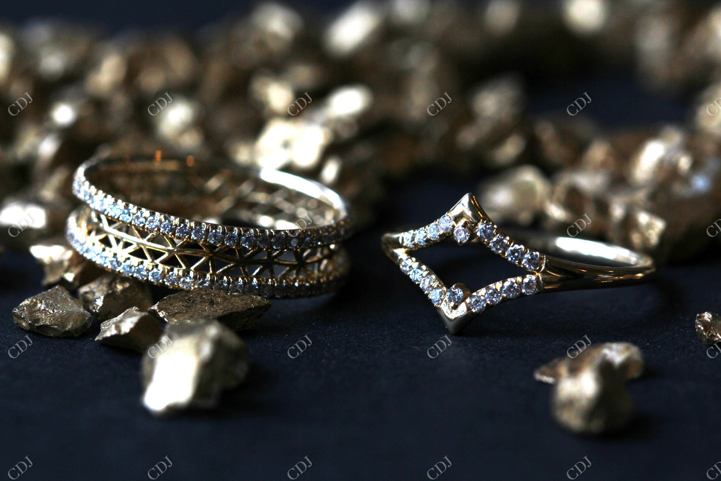 0.09CTW New Design Round Cut Moissanite Chevron Wedding Ring customdiamjewel