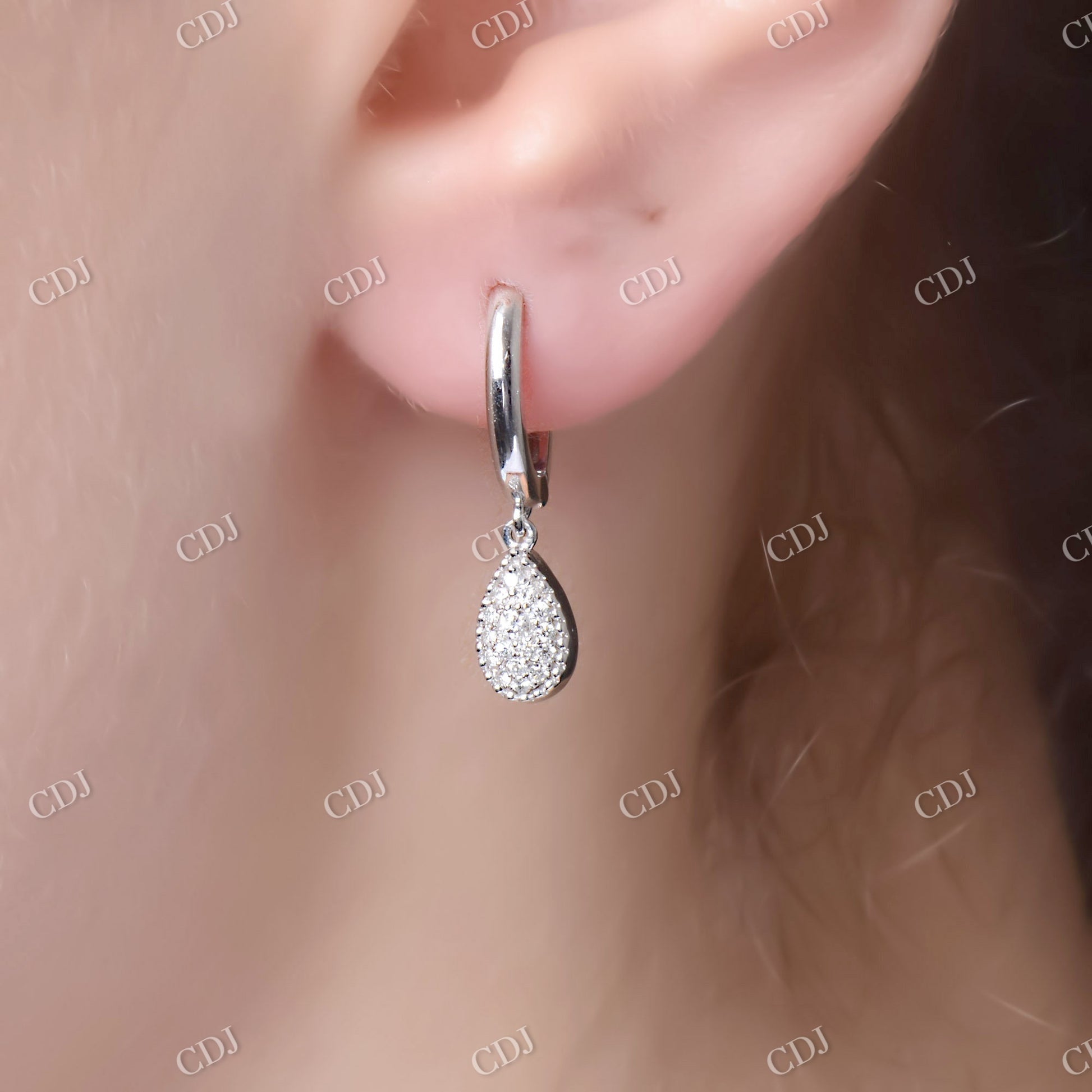 Moissanite Pear Cut Dangle Earring  customdiamjewel   