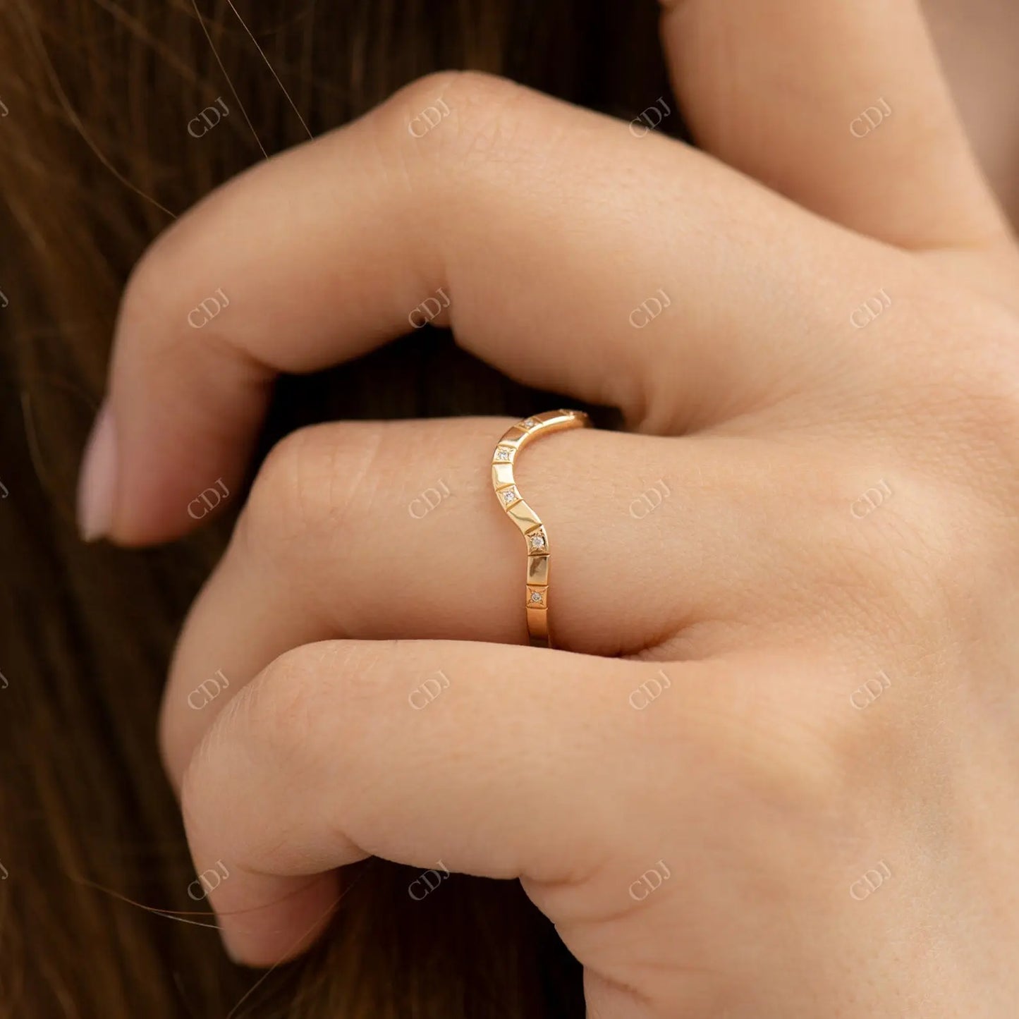 0.035ctw Lab Grown Diamond Curved Wedding Band customdiamjewel