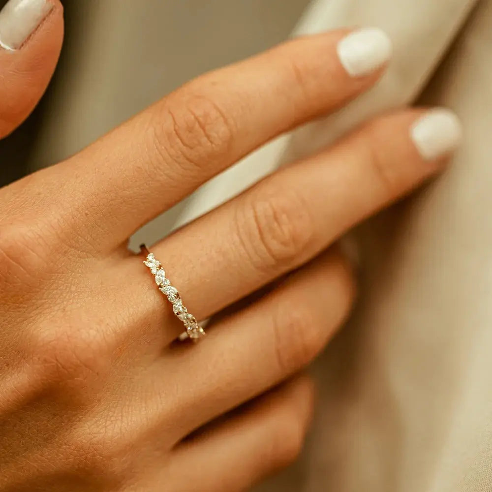 0.35 CTW Marquise Cut Cluster Wedding Ring customdiamjewel