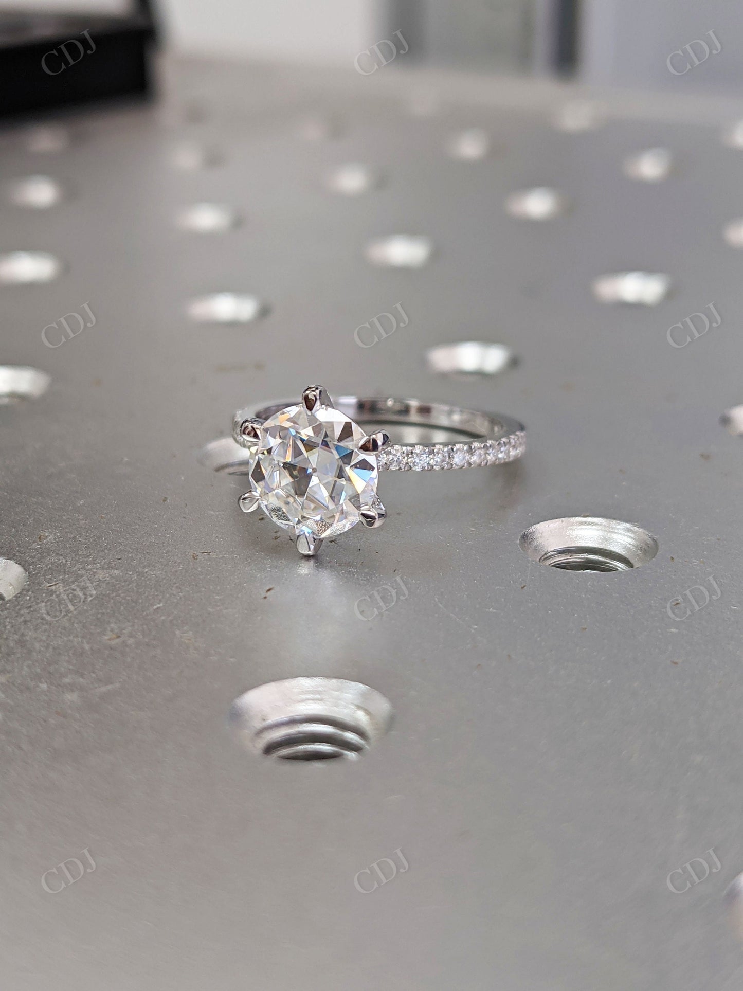 Old European Cut Moissanite Half Eternity Engagement Ring customdiamjewel
