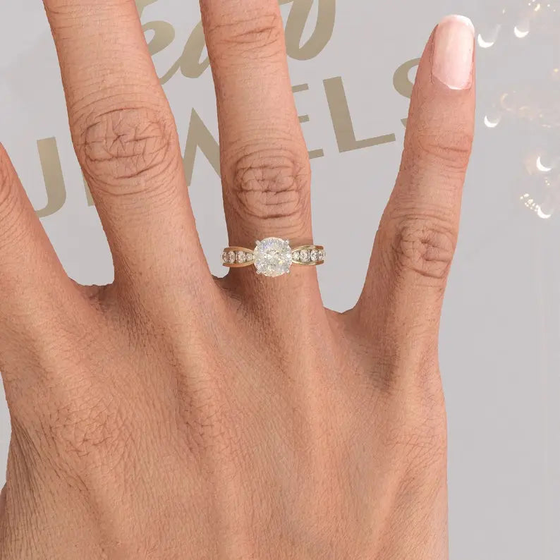 Portuguese Cut Moissanite Engagement Ring customdiamjewel